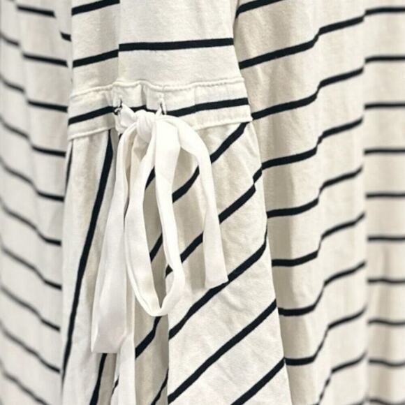 White House Black Market XL Striped Bell Sleeve Blouse with Ribbon Tie - Picture 4 of 11